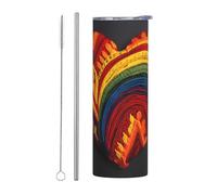 WZYCWB Tasse isotherme en acier inoxydable avec motif drapeau d'amour - Pour le bureau, les sports de plein air, le cyclisme - Tasse respectueuse de l'environnement - 590 ml