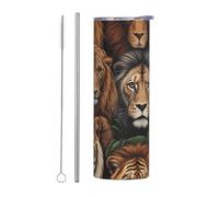 WZYCWB Tasse isotherme en acier inoxydable King of the Jungle - Pour le bureau, les sports de plein air, le cyclisme - Respectueux de l'environnement - 590 ml