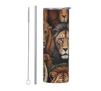 WZYCWB Tasse isotherme en acier inoxydable King of the Jungle - Pour le bureau, les sports de plein air, le cyclisme - Respectueux de l'environnement - 590 ml