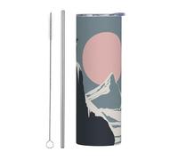 WZYCWB Tasse isotherme en acier inoxydable, motif glacier et pingouin, pour le bureau, les sports de plein air, le cyclisme, la tasse respectueuse de l'environnement avec paille de 590 ml