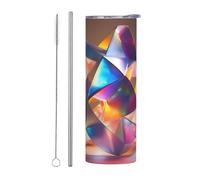 WZYCWB Tasse isotherme holographique origami en acier inoxydable, pour le bureau, les sports de plein air, le cyclisme, respectueux de l'environnement, tasse de paille de 590 ml