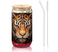 WZYCWB Tasses à café glacé avec couvercle en bambou et paille - 473,6 g - Idéales pour le café - Accessoires de bar - Cadeaux esthétiques