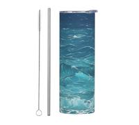 WZYCWB The Deep Blue Sea Gobelet isotherme en acier inoxydable, pour le bureau, les sports de plein air, le cyclisme, respectueux de l'environnement, 590 ml