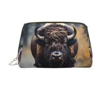 WZYCWB The Deep Eyed Leopard Trousse à maquillage en cuir à motif léopard - Parfaite pour les bagages à main ou l'organisation à la maison, Bison d'Amérique du Nord, Taille unique