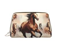 WZYCWB The Deep Eyed Leopard Trousse à maquillage en cuir pour femme - Élégante et douce, durable, Cheval brun cabré, Taille unique