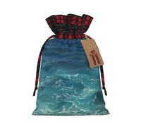 WZYCWB The Deep Ocean Sacs cadeaux de Noël en toile de jute avec cordon de serrage pour fournitures de fête de Noël, sacs de décoration, 21 x 30 cm
