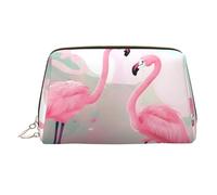 WZYCWB The Deep Ocean Trousse à maquillage en cuir imprimé pour femme - Élégante et douce et durable, Love Flamingo, Taille unique