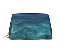 WZYCWB The Deep Ocean Trousse de maquillage en cuir avec poches, sac de voyage portable, sac de rangement cosmétique de grande capacité,