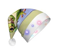 WZYCWB The Funny Frog doing Yoga Adult New Year Christmas Hat with LED Lights Unisex Plush Christmas Hat New Year Christmas Party Gift
