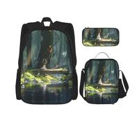 WZYCWB The Girl by The River Sac d'école + trousse + sac à déjeuner pour tous les jours