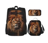 WZYCWB The Lion's Gaze Cartable + trousse + sac à déjeuner pour tous les jours