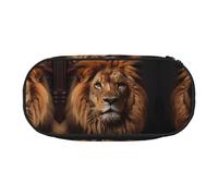 WZYCWB The Lion's Gaze Trousse à crayons de grande capacité - Boîte de rangement multifonctionnelle, portable et durable pour fournitures scolaires et de bureau, Noir , Taille unique, Trousse de
