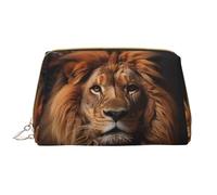 WZYCWB The Lion's Gaze Trousse de maquillage de voyage en cuir, grande capacité, avec poches, blanc, taille unique