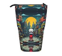 WZYCWB The Mechanical City avec chiffres rouges imprimés Porte-stylo rétractable adapté pour une utilisation comme simple trousse de maquillage, portefeuille, etc.