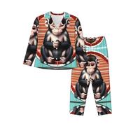 WZYCWB The Silent Monkey Ensemble de pyjama chaud à manches longues, confortable et chaud pour l'automne/hiver, Noir , M