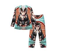 WZYCWB The Silent Monkey Ensemble pyjama à manches longues pour homme avec poches latérales pratiques, Noir/blanc, S