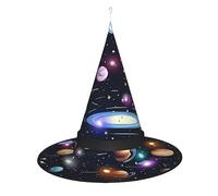 WZYCWB The Solar Family Chapeau de sorcière d'Halloween avec éclairage LED pour carnaval, bal masqué, jeu de rôle, etc., 38,1 x 33 x 19,1 cm