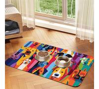 WZYCWB The Staring Dog Sets de table absorbants pour animaux de compagnie imprimés 30 x 45 cm Tapis de nourriture antidérapant pour chiens et chats