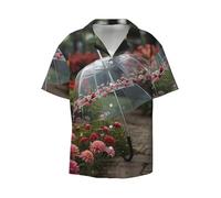 WZYCWB The Transparent Umbrella Chemise à manches courtes pour homme Imprimé Parapluie Décontracté Chemise boutonnée Disponible dans les tailles S-4XL, noir, Taille M