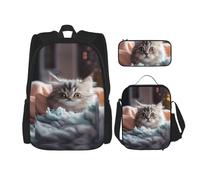 WZYCWB Tom Thumb Sac d'école + trousse + sac à déjeuner Sac à dos combiné pour les trajets quotidiens