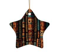 WZYCWB TotemRetro motif totem en forme d'étoile pendentif en céramique, parfait pour décorer votre arbre de Noël pour les fêtes d'hiver