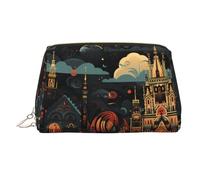 WZYCWB Trousse à cosmétiques en cuir imprimé cerf de couleur unie pour femme - Élégante et douce, durable, Petites villes, Taille unique