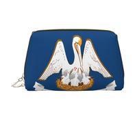WZYCWB Trousse à cosmétiques en cuir imprimé drapeau des Philippines - Sac de rangement élégant et portable pour cosmétiques, Drapeau de l'État de Louisiane, Taille unique