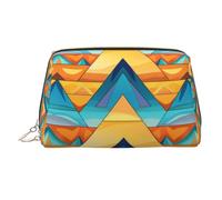 WZYCWB Trousse à cosmétiques en cuir imprimé Trompe l'œil - Sac de rangement cosmétique élégant et portable, Puzzle de construction triangulaire, Taille unique