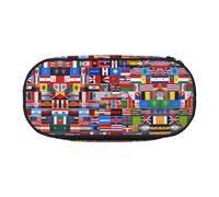 WZYCWB Trousse à crayons de grande capacité avec différents drapeaux - Boîte de rangement multifonctionnelle, portable et durable pour fournitures de bureau et scolaires, Noir , Taille unique, Trousse