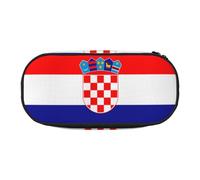 WZYCWB Trousse à crayons de grande capacité avec drapeau de la République de Croatie - Boîte de rangement multifonctionnelle, portable et durable pour fournitures scolaires et de bureau, Noir , Taille
