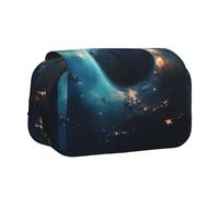 WZYCWB Trousse à crayons portable à motif planète bleu foncé, idéale pour organiser les stylos au bureau ou ranger des pinceaux de maquillage
