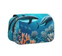 WZYCWB Trousse à crayons portable avec impression baleines sous la mer, idéale pour organiser les stylos au bureau ou ranger des pinceaux de maquillage