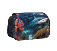 WZYCWB Trousse à crayons portable avec impression de requin sous-marin, idéale pour organiser des stylos au bureau ou ranger des pinceaux de maquillage