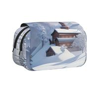 WZYCWB Trousse à crayons portable avec impression paysage d'hiver, idéale pour organiser les stylos au bureau ou ranger des pinceaux de maquillage