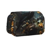 WZYCWB Trousse à crayons portable avec imprimé oiseau et fleur noire, idéale pour organiser les stylos au bureau ou ranger des pinceaux de maquillage