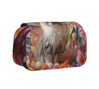 WZYCWB Trousse à crayons portable avec motif chat gris assis, idéale pour organiser des stylos au bureau ou ranger des pinceaux de maquillage