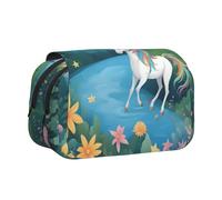 WZYCWB Trousse à crayons portable avec motif licornes en cours d'exécution, idéale pour organiser les stylos au bureau ou ranger des pinceaux de maquillage