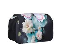 WZYCWB Trousse à crayons portable avec motif papillon blanc, idéale pour organiser les stylos au bureau ou ranger des pinceaux de maquillage