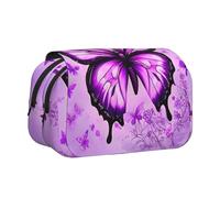 WZYCWB Trousse à crayons portable avec motif papillon violet idéale pour organiser les stylos au bureau ou ranger des pinceaux de maquillage