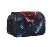WZYCWB Trousse à crayons portable avec motif rose rouge cristal, idéale pour organiser les stylos au bureau ou ranger des pinceaux de maquillage