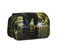 WZYCWB Trousse à crayons portable avec ours marron idéale pour organiser des stylos au bureau ou ranger des pinceaux de maquillage