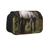 WZYCWB Trousse à crayons portable Motif cheval blanc dans la jungle Idéal pour organiser les stylos au bureau ou ranger des pinceaux de maquillage