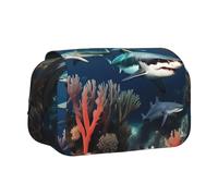 WZYCWB Trousse à crayons portable motif requins sous la mer, idéale pour organiser les stylos au bureau ou ranger des pinceaux de maquillage