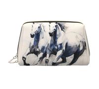 WZYCWB Trousse à maquillage en cuir à motifs maison - Parfaite pour les bagages à main ou l'organisation à la maison, Croquis de cheval, Taille unique