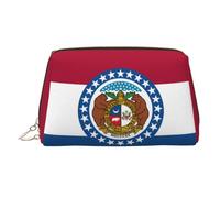 WZYCWB Trousse à maquillage en cuir avec motif drapeau des Philippines, parfaite pour les bagages à main ou l'organisation de la maison, Drapeau de l'État du Missouri, Taille unique