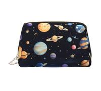WZYCWB Trousse à maquillage en cuir avec motif drapeau des Seychelles - Parfait pour les bagages à main ou l'organisation à la maison, Saturne Jupiter Terre, Taille unique