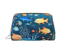 WZYCWB Trousse à maquillage en cuir avec motif drapeau des Seychelles - Parfait pour les bagages à main ou l'organisation à la maison, Monde sous-marin bleu des poissons, Taille unique