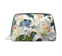 WZYCWB Trousse à maquillage en cuir avec motif fleurs dansant avec baleines - Parfait pour les bagages à main ou l'organisation de la maison, Lys fleuris, Taille unique