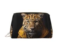 WZYCWB Trousse à maquillage en cuir imprimé léopard pour femme - Élégant et doux, durable, Léopard dans une veste en cuir, Taille unique