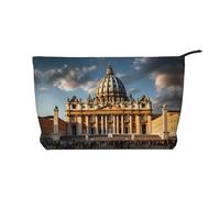 WZYCWB Trousse à maquillage en velours côtelé St Peter's Basilica pour femme, sac à main portable à fermeture éclair, adapté pour les voyages et le rangement quotidien, les cosmétiques